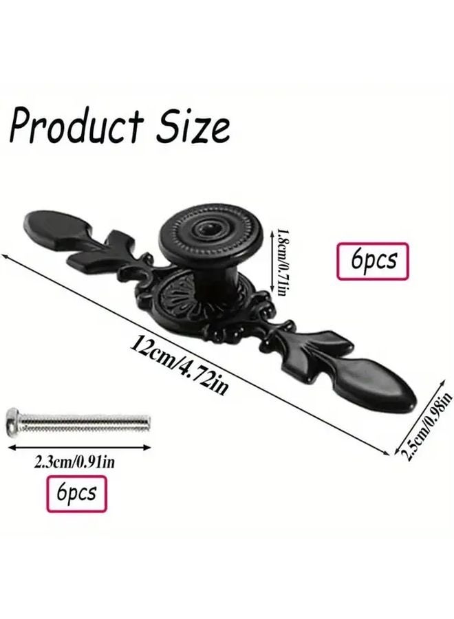 Black Vintage Door Handle 6pcs With Installation Screw For Cabinet Drawer Door Window - Image 3