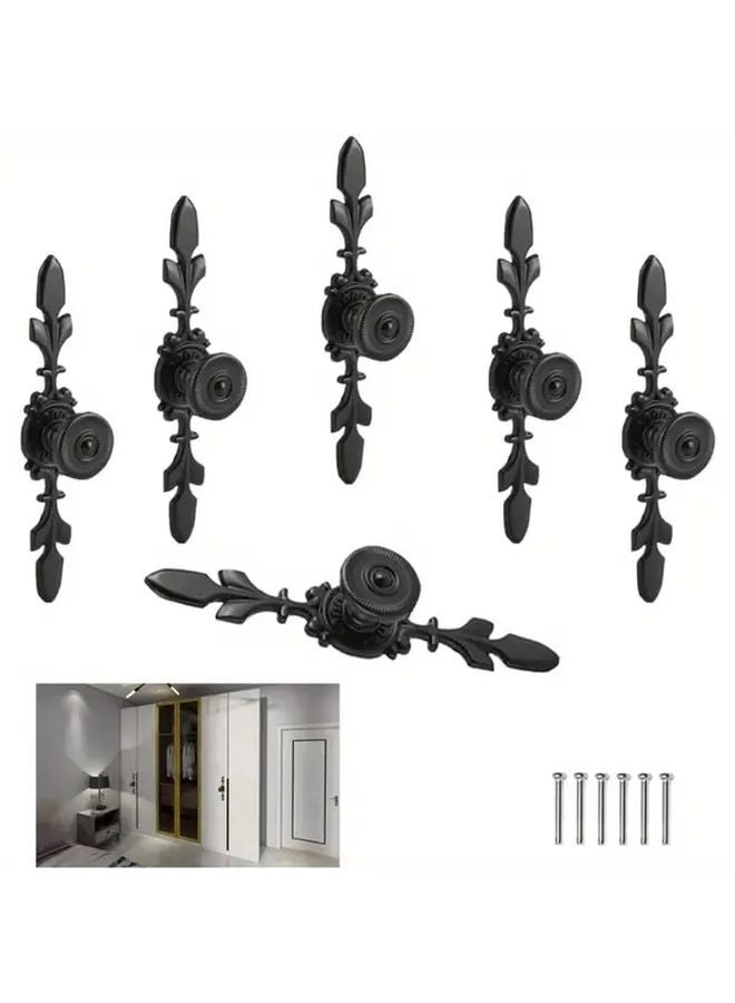 Black Vintage Door Handle 6pcs With Installation Screw For Cabinet Drawer Door Window - Image 1