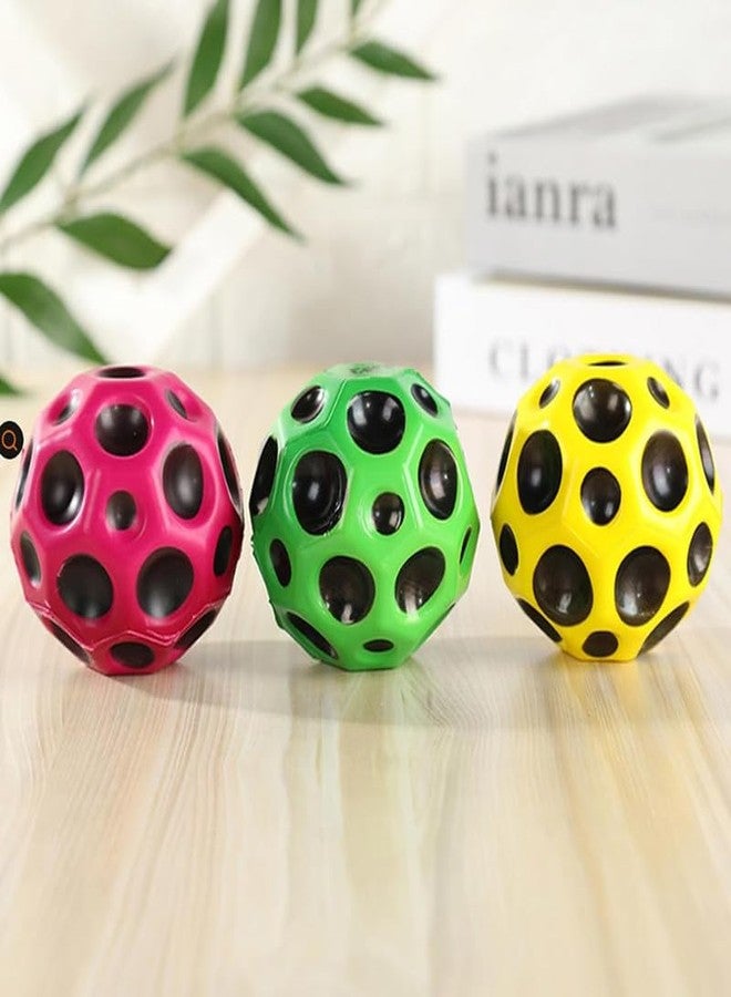 kunya® Rubber Moon Ball Bouncy Coral Kickball Anti Stress Ball, Moon Crater Texture Soft Rubber Beach Garden Outdoor Indoor Picnic Cricket Coral Ball (Multicolor) Pack of 1 - Image 5