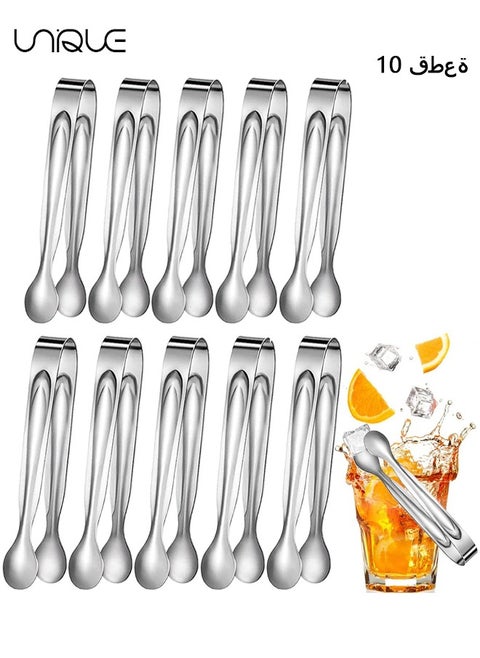 10 Pack Stainless Steel Food Tongs，Small Ice Tongs Sugar Tongs, Stainless Steel Mini Serving Appetizers Tongs for Party Coffee Tea Kitchen