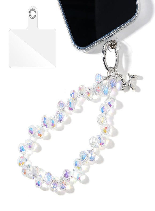 QIUTIMIY Crystal Beaded Phone Wrist Strap for Women,Phone Charm Cellphone Layard Chain with Tether Tab(Style 1) - Image 1