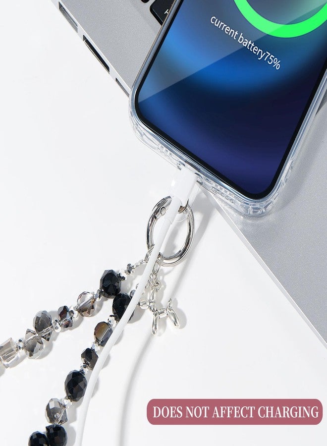 QIUTIMIY Crystal Beaded Phone Wrist Strap for Women,Phone Charm Cellphone Layard Chain with Tether Tab(Style 1) - Image 3