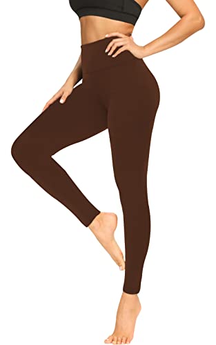 FULLSOFT Buttery Soft Leggings for Women - High Waisted Tummy Control No See Through Workout Yoga Pants (Brown, Small-Medium) - Image 1