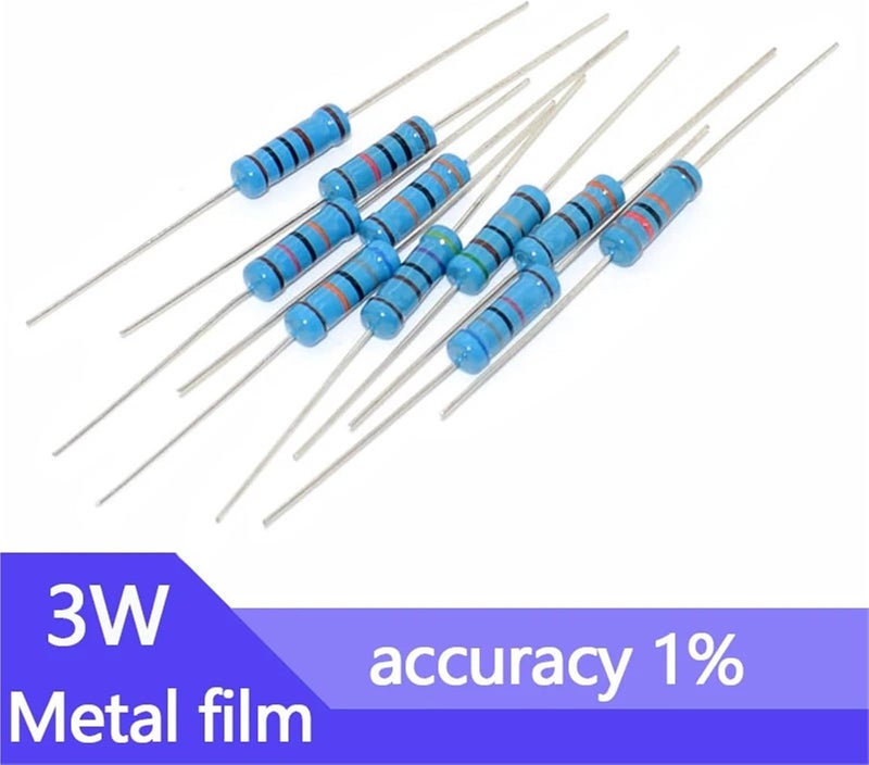 10pcs 3W 8.2R 82R 820R 8.2K 82K 820K 8R2 82 820 R K Ohm Accuracy 1% Five-Color Ring Resistance 0.1R-910K Metal Film Resistor(MF 3W 0.12R 10pcs) - Image 2