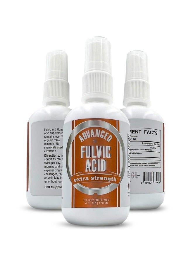 CCL Supplements Advanced Fulvic Acid and Humic Acid Trace Mineral Liquid Spray Supplement. 70+ Ionic Organic Vital Minerals & Electrolytes, Similar Benefits of Shilajit & Drops (4 oz, 120 Servings) - Image 1