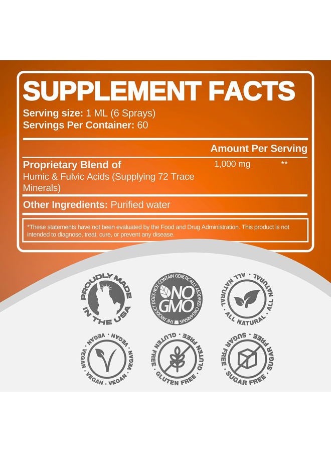 CCL Supplements Advanced Fulvic Acid and Humic Acid Trace Mineral Liquid Spray Supplement. 70+ Ionic Organic Vital Minerals & Electrolytes, Similar Benefits of Shilajit & Drops (4 oz, 120 Servings) - Image 2