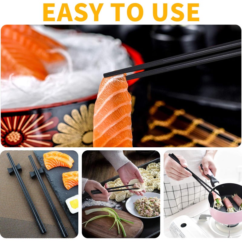 EvorMyst 12 Pairs Fiberglass Chopsticks Reusable Chop Sticks Black Chopstick Dishwasher Safe Japanese - Image 4