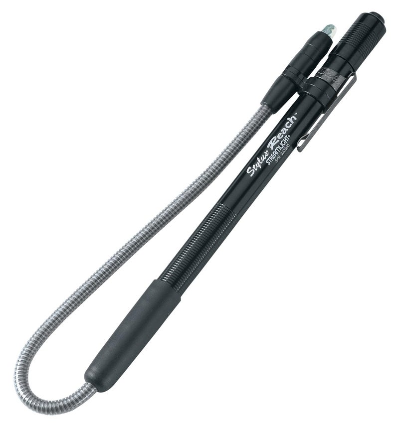Streamlight 65618 Stylus Reach 11-Lumen White LED Pen Light for Mechanics, Inspectors, and Technicians with Flexible 7-Inch Extension Cable and 3 AAAA Alkaline Batteries, Black - Image 1