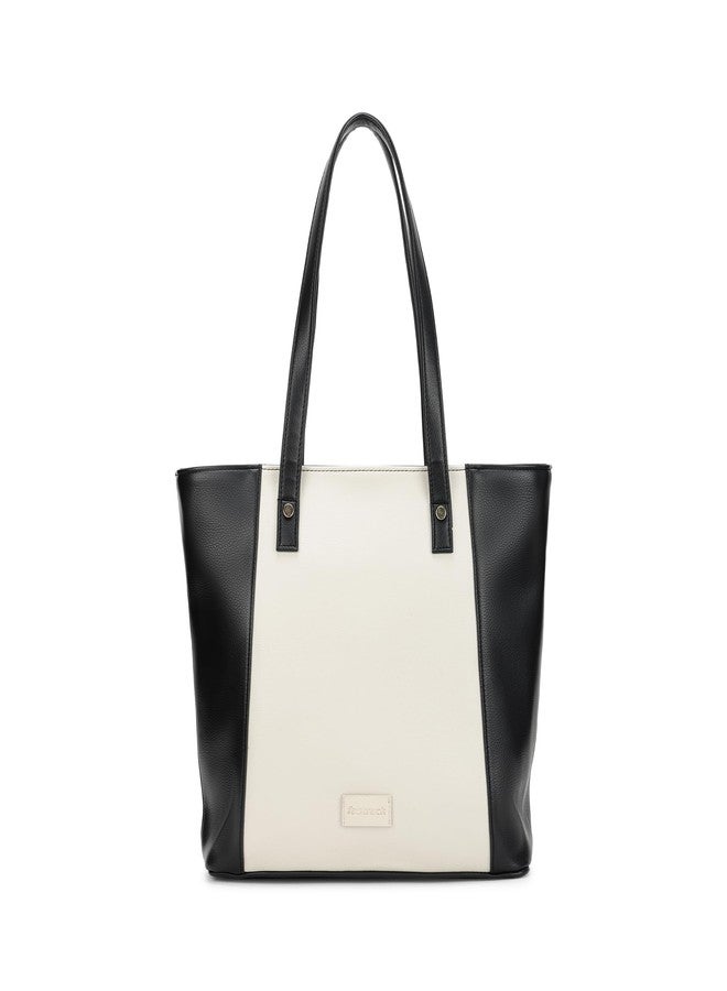 Fastrack Twintone Tote | Black & White Women’S Bag | Spacious Tote with Zipper Closure & Multiple Utility Pockets | Eligible For 14" Laptop - Image 1