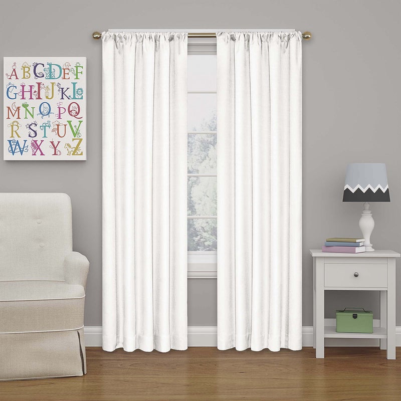 ECLIPSE Kendall Modern Blackout Thermal Rod Pocket Window Curtain for Bedroom or Living Room (1 Panel), 42 X 84, White - Image 1