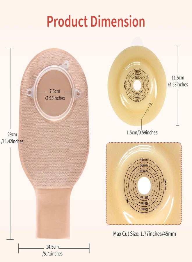DERAYMI 20 PCS Deraymi Convex Ostomy Bags, Two Piece Convex Colostomy Bags Ostomy Supplies, Cut-to-Fit Colostomy Supplies for Stoma Care, Max 45mm (15pcs Pouches+5pcs Convex Ostomy Barriers) - Image 3