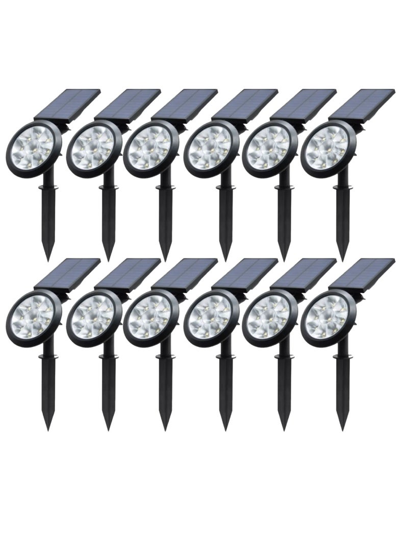 Yuwell 12-Pcs 9 Led Solar Solar Power Landscape Light Outdoor Waterproof Solar Walkway Spotlights Maintain 8-12 Hours Of Lighting For Your Garden, Landscape, Path, Yard, Patio, Driveway Multi Mode And RGB  - Image 1