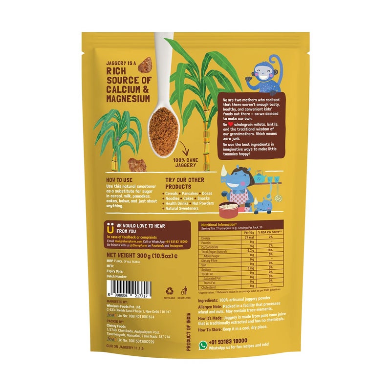 Slurrp Farm Jaggery Powder | Pure & Natural Cane Sugar Alternative | Unrefined Raw Gur Sweetener | Adds Rich Flavor to Tea, Coffee, Baking & Desserts | 10.58 Oz (300g) - Image 2