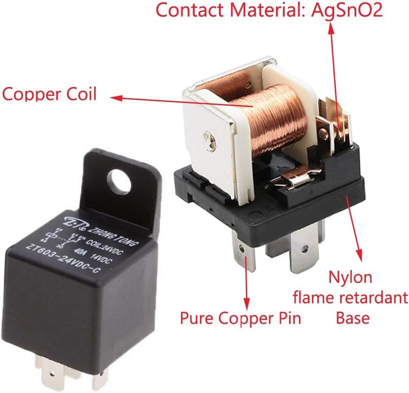 E Support Car Relay 12V 40A SPDT 5Pin Switch Automotive Pack of 5 - Image 4