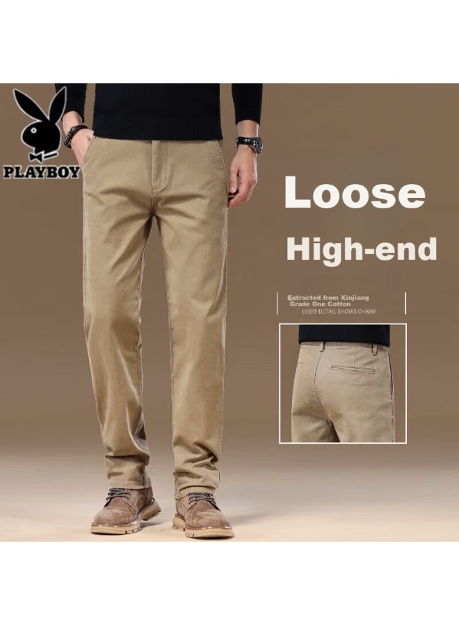 Playboy High-end Casual Pants For Men Autumn Winter New Loose Straight Business Korean Style Trendy Versatile Men's Trousers - Image 1