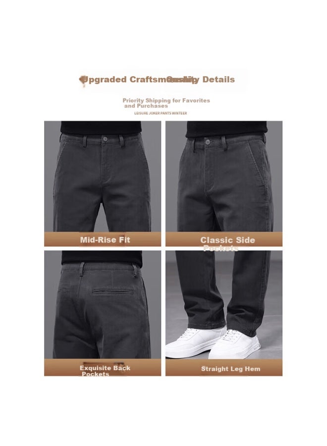 Playboy High-end Casual Pants For Men Autumn Winter New Loose Straight Business Korean Style Trendy Versatile Men's Trousers - Image 4