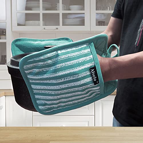 Alselo Silicone Pot Holders Set of 3 Heat Resistant & Non Slip Potholders, Professional Oven Hot Pads with Pockets Mitts for Kitchen Cooking Baking Barbecue - Image 4
