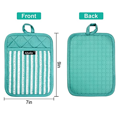 Alselo Silicone Pot Holders Set of 3 Heat Resistant & Non Slip Potholders, Professional Oven Hot Pads with Pockets Mitts for Kitchen Cooking Baking Barbecue - Image 2