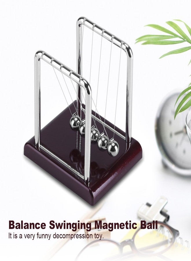 DEWIN Newtons Cradle Pendulum Steel Balance Swinging Magnetic Ball Perpetual Motion Desk Toy Physics Science Desk Fun Toy Swinging Kinetic Balls for Office Decor Gift 3.35 x 2.76 x 3.54 Inches - Image 4