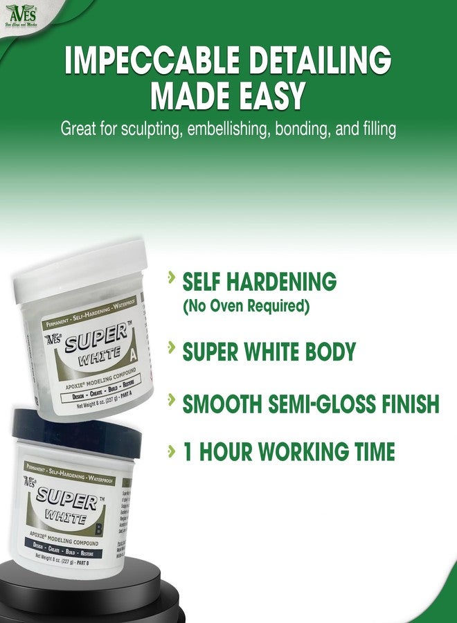 Aves Apoxie Sculpt Super White - 2 Part Modeling Compound (A & B) - 1 Pound, Apoxie Sculpt for Sculpting, Modeling, Filling, Repairing, Easy to Use Self Hardening Modeling Compound - Image 5