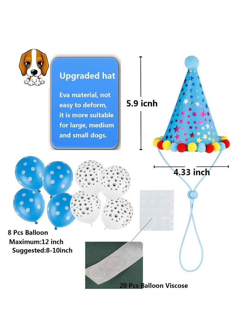 erorex Dog Birthday Bandana Dog Birthday Boy Hat Scarfs Flag Balloon with Cute Doggie Birthday Party Supplies Decorations(11-Piece Set) (Blue) - Image 3