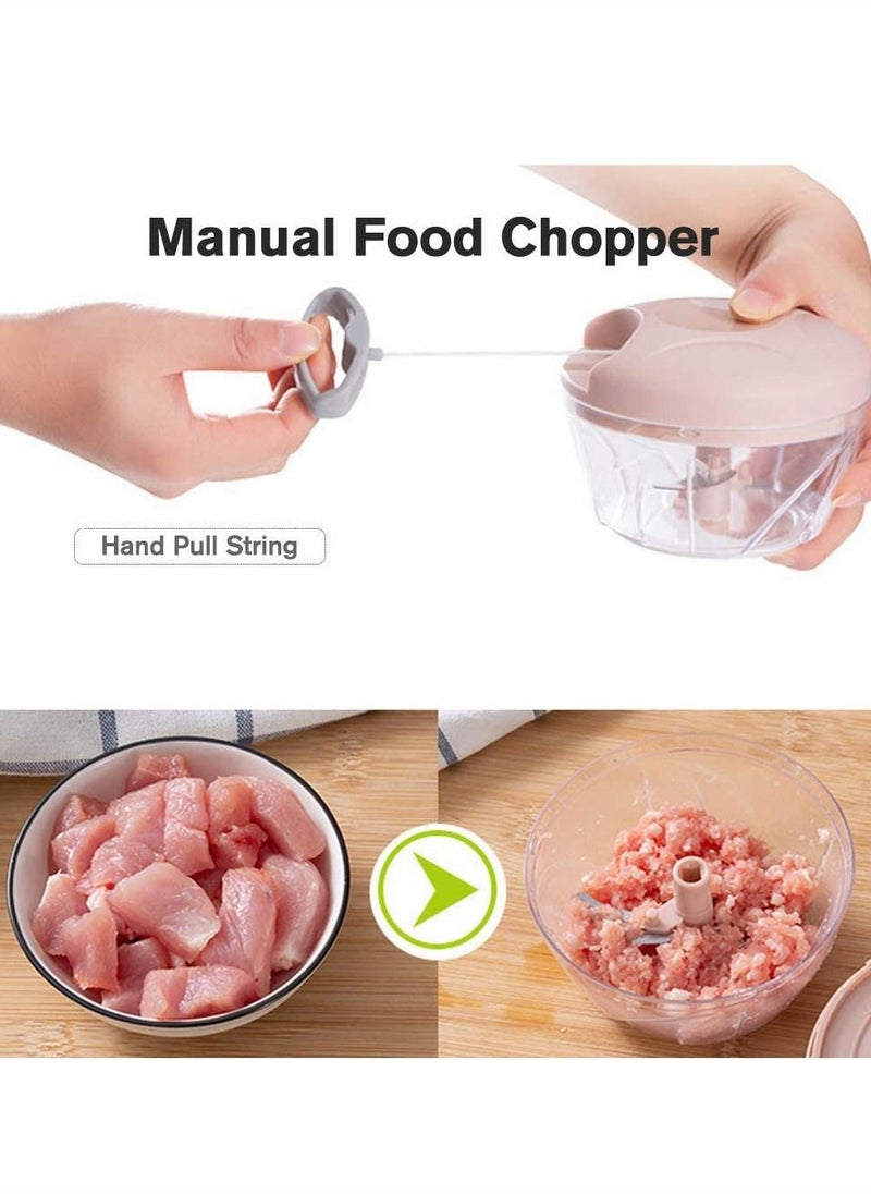 Manual Food Chopper Garlic Onion Mincer Hand Pull String Vegetable Processor 900 ML