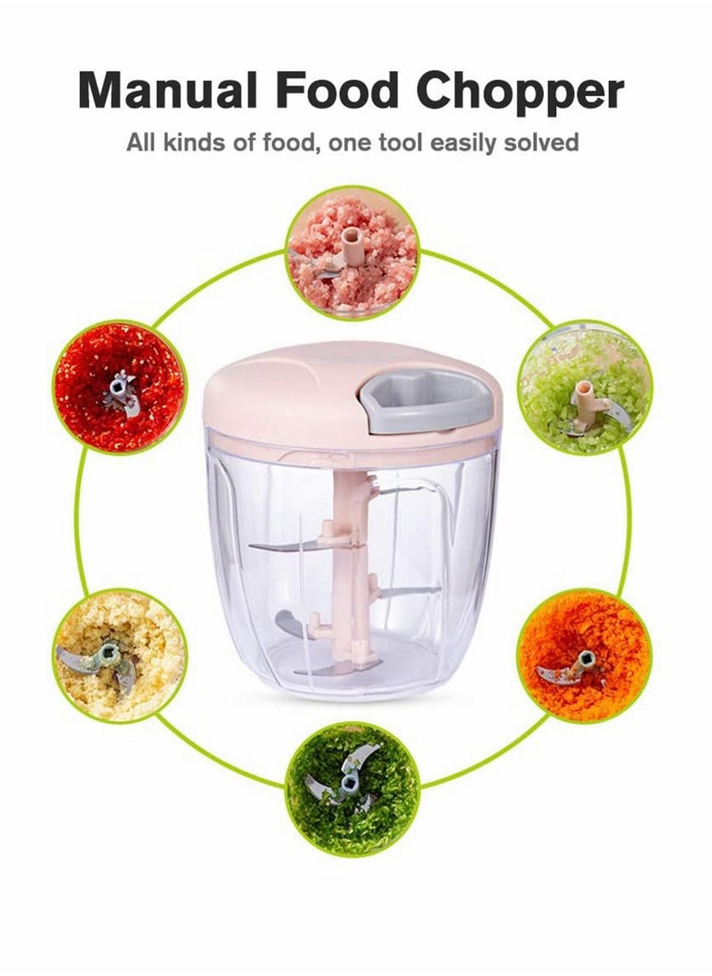 Manual Food Chopper Garlic Onion Mincer Hand Pull String Vegetable Processor 900 ML