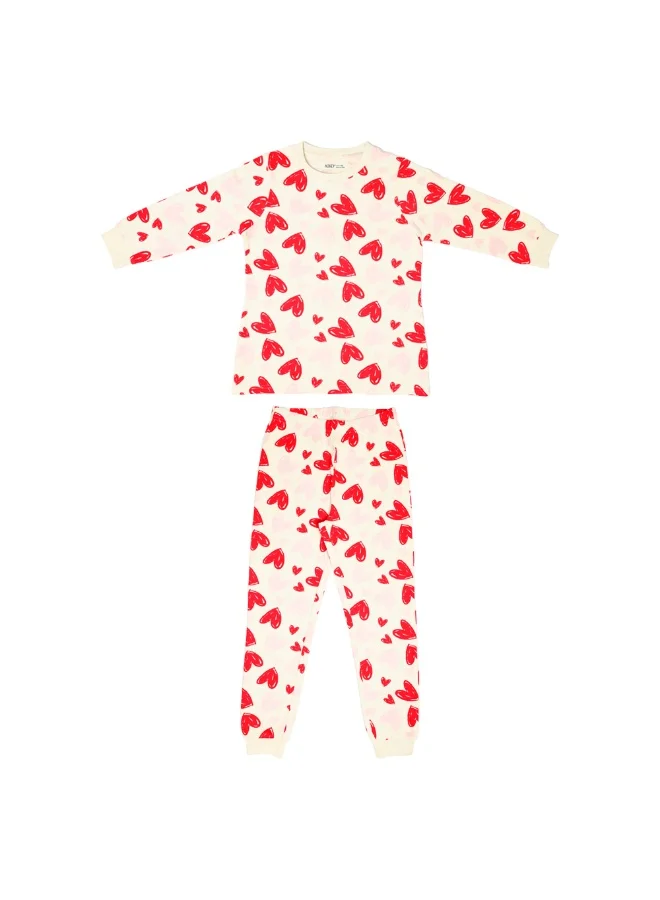 ايكو AIKO-Infant Cute Heart Design Long Two Piece Pyjama Set