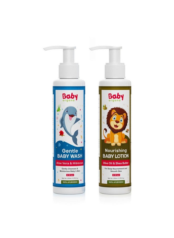 BabyOrgano Baby Wash & Lotion Combo For Kids (0-5 Yrs) 200Ml Each | Nourishing Ayurvedic Gentle On Skin Fdca Approved - Image 1