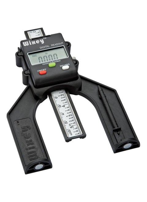 Wixey WR25 Mini 3" Digital Height Gauge for Woodworking, Displays Inches with Fractions or Millimeters, Magnetic Feet, Locking Rule, Digital Depth Gauge for Table Saw Blades, Routers, and DIY Projects