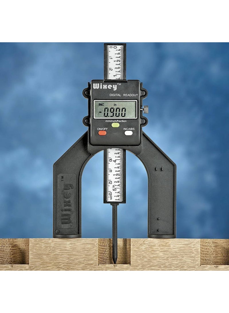 Wixey Wixey WR25 Mini 3" Digital Height Gauge for Woodworking, Displays Inches with Fractions or Millimeters, Magnetic Feet, Locking Rule, Digital Depth Gauge for Table Saw Blades, Routers, and DIY Projects  - Image 5