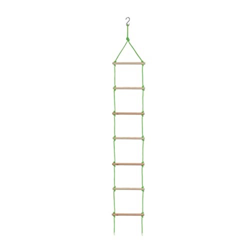 BOFFLE Rope Ladder| Climbing Stairs for Kids | Wooden Scales for Kids for Physical Activity | Indoor Outdoor Games for Kids 3 to 10 Years (Green) - Image 1