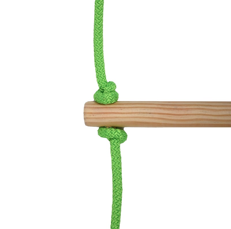 BOFFLE Rope Ladder| Climbing Stairs for Kids | Wooden Scales for Kids for Physical Activity | Indoor Outdoor Games for Kids 3 to 10 Years (Green) - Image 3