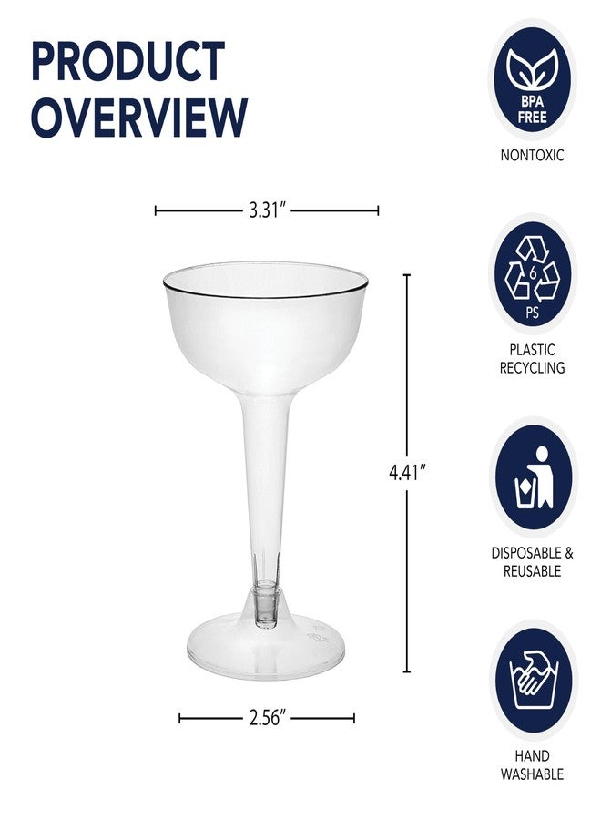 Party Essentials Disposable Hard Plastic Two Piece 4 oz. Toasting Cocktail Cups, 50-Count, Clear Champagne Glasses - Image 2