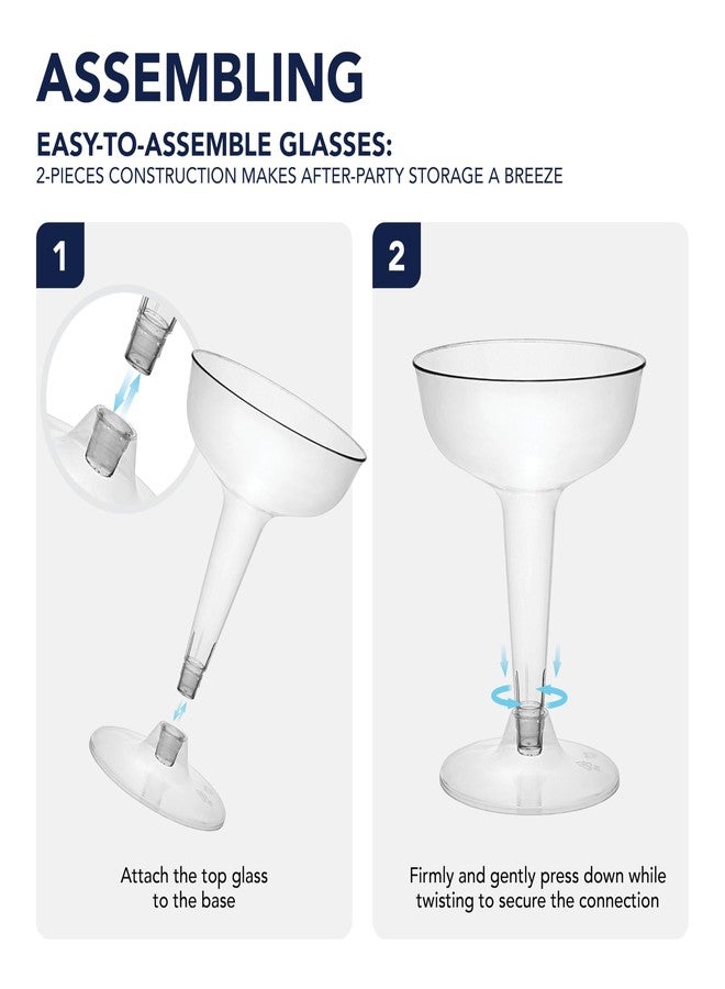 Party Essentials Disposable Hard Plastic Two Piece 4 oz. Toasting Cocktail Cups, 50-Count, Clear Champagne Glasses - Image 3
