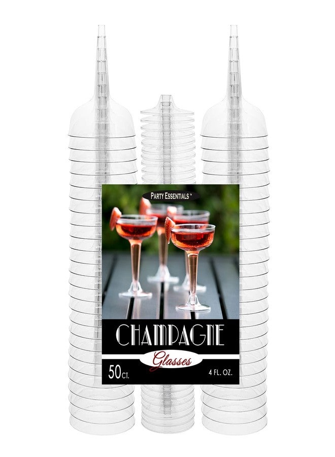 Party Essentials Disposable Hard Plastic Two Piece 4 oz. Toasting Cocktail Cups, 50-Count, Clear Champagne Glasses - Image 5