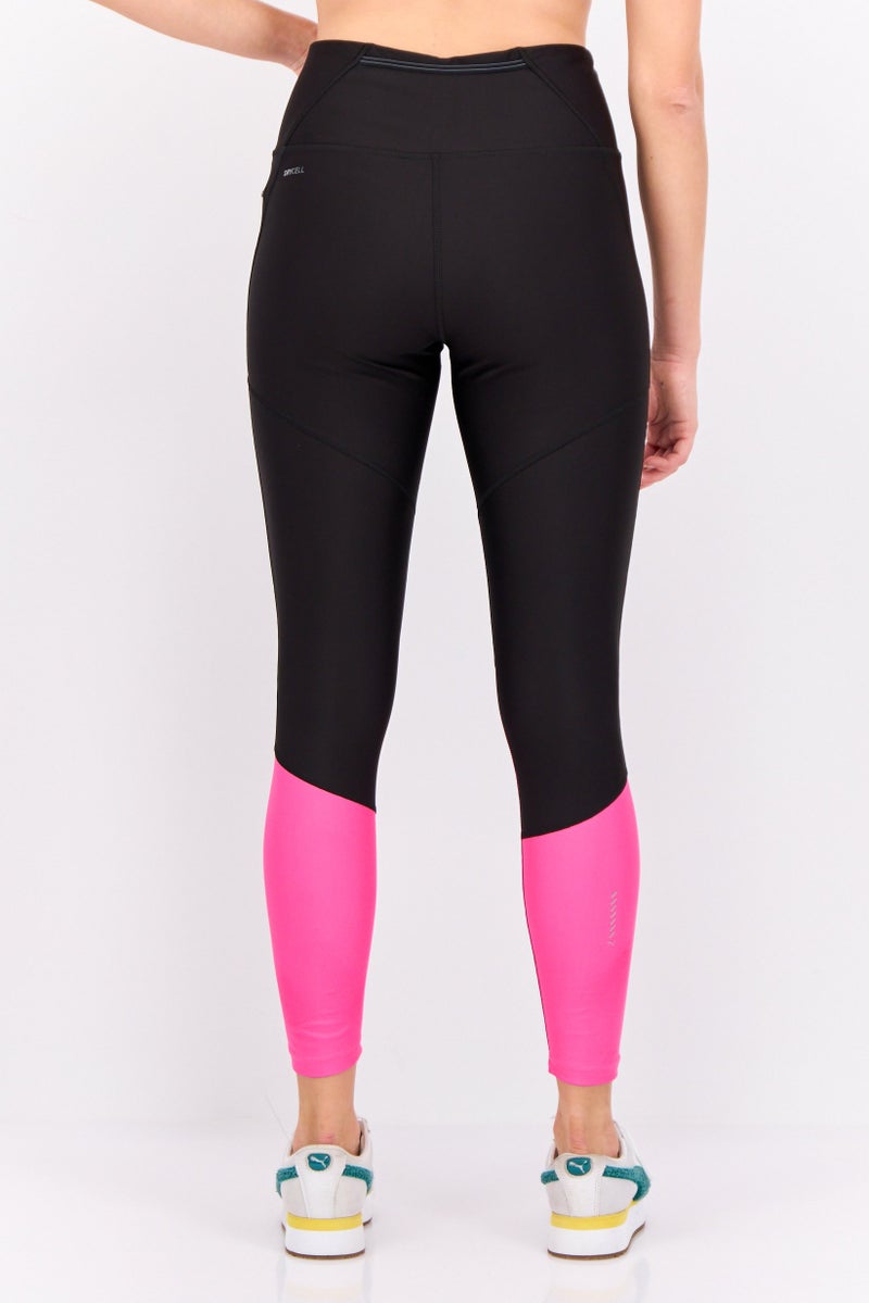 PUMA ملابس رياضية نسائية ضيقة للتدريب، أسود/وردي - Image 3