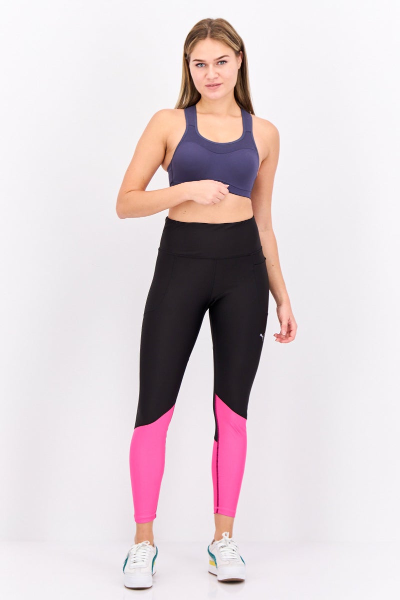 PUMA ملابس رياضية نسائية ضيقة للتدريب، أسود/وردي - Image 4