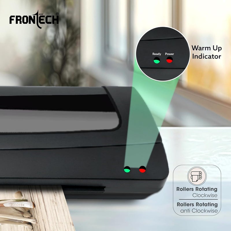 FRONTECH A3 Size Laminator Machine | Hot & Cold Lamination | 365W Power | Adjustable Temperature | Ideal for Any Document, Fully Automatic Portable All in One Laminator (LAM-0003,Black) - Image 5