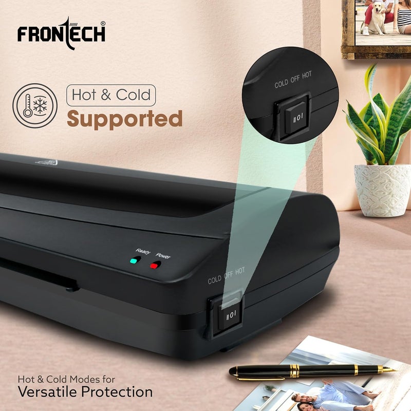 FRONTECH A3 Size Laminator Machine | Hot & Cold Lamination | 365W Power | Adjustable Temperature | Ideal for Any Document, Fully Automatic Portable All in One Laminator (LAM-0003,Black) - Image 3