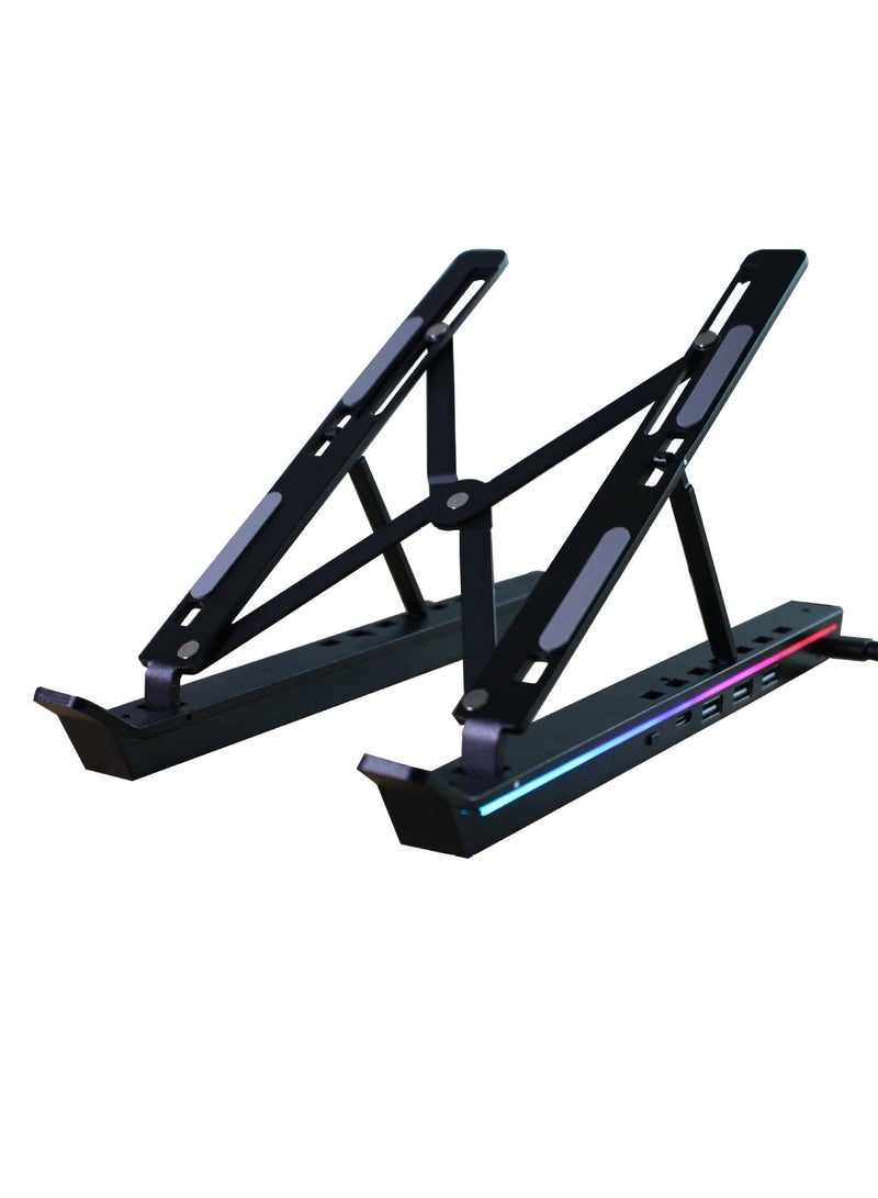 General Laptop holder Portable foldable aluminum alloy bracket RGB light-emitting docking station Cooling support frame  - Image 1