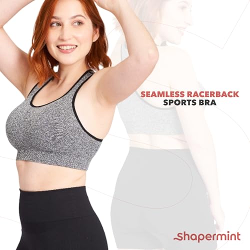 SHAPERMINT Sports Bras for Women - Workout Bras for Women, Plus Size Sports Bra, Workout Tops for Women High Support Navy - Image 4
