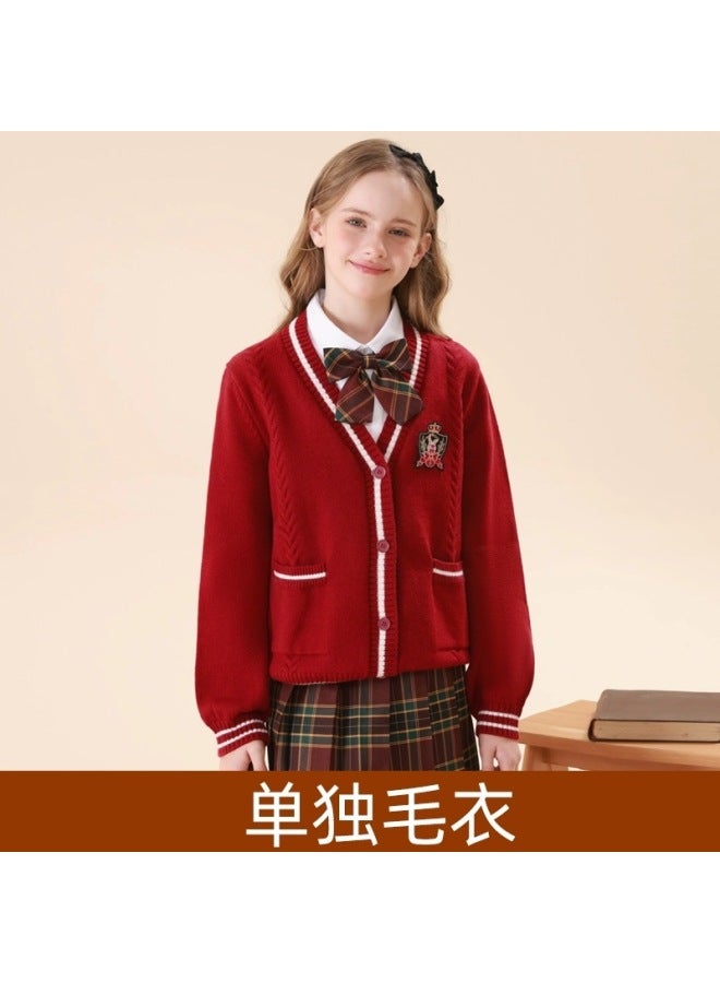 Children's Knitted Cardigan Sweater Spring, Autumn And Winter Clothing For Girls V Neck Preppy Style Autumn Clothing Boys And Girls Campus Style Jackets