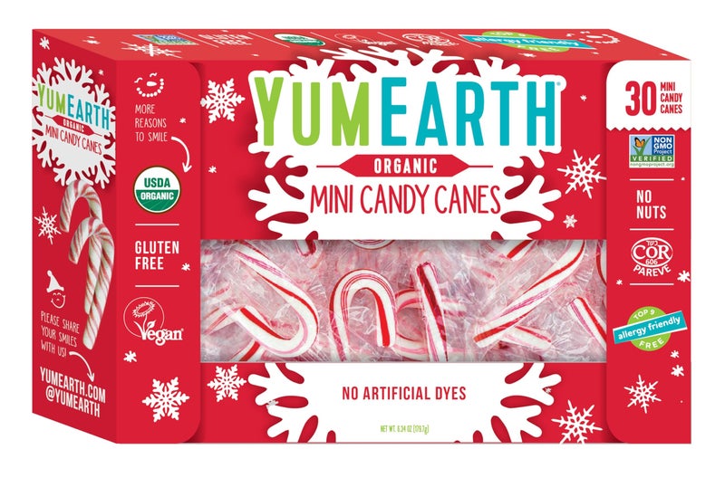 YumEarth Organic Holiday Mini Candy Canes, 30 Count - Image 1