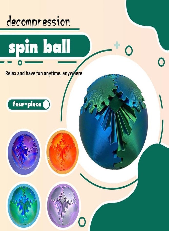 ELETON كرة تروس مطبوعة بتقنية ثلاثية الأبعاد، 4 عبوات من كرات التروس المتحركة بتصميم ستيمبانك، ألعاب ضغط وتخفيف التوتر والقلق للمكتب والمنزل، هدايا لحفلات عيد الفصح - Image 5