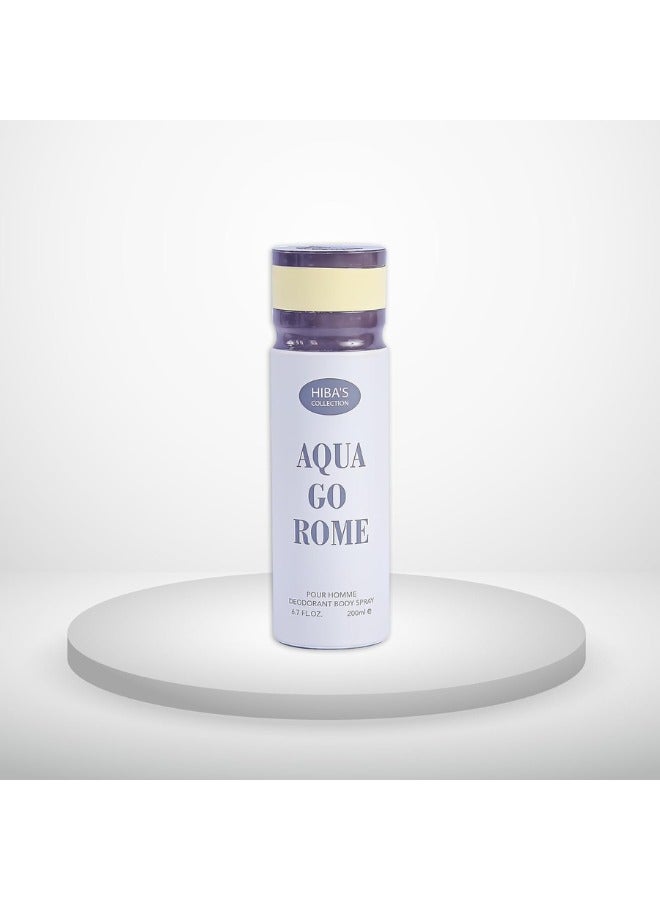 HIBA'S COLLECTION Aqua Go Rome Pour Homme Deodorant Body Spray - 6.7 Fl. Oz. (200ml) | Refreshing Aquatic & Citrus Scent | Long-Lasting Freshness & Odor Protection - Image 5