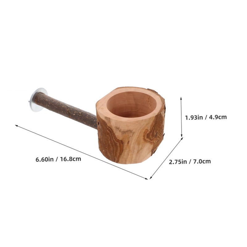 Natural Wood Bird Perch Stand Feeding Bowl for Parakeets Cockatiels Safe Versatile Design - Image 3