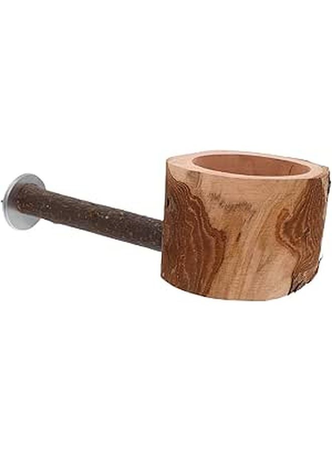 Natural Wood Bird Perch Stand Feeding Bowl for Parakeets Cockatiels Safe Versatile Design - Image 1