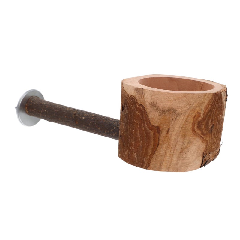 Natural Wood Bird Perch Stand Feeding Bowl for Parakeets Cockatiels Safe Versatile Design - Image 2