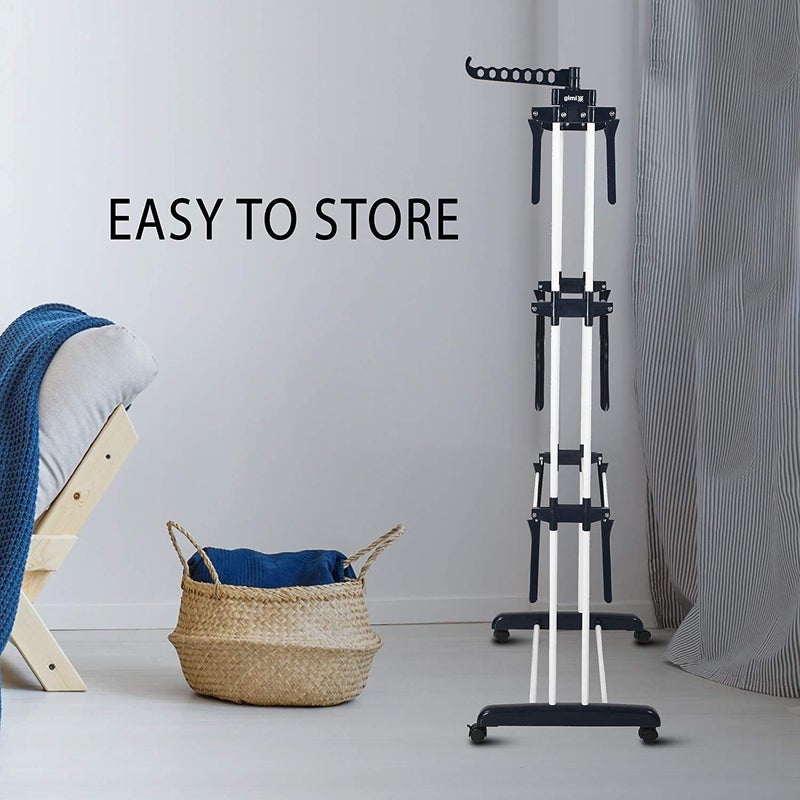 SHOPOBOX حامل تجفيف الملابس القابل للطي من شوبوكس بإطار مقاوم للعوامل الجوية بألوان متعددة - Image 4